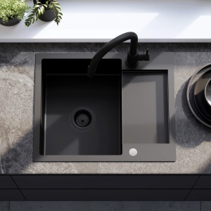 Chiuveta de bucatarie Inox PAUL, Model modern, Culoare Black - Img 3