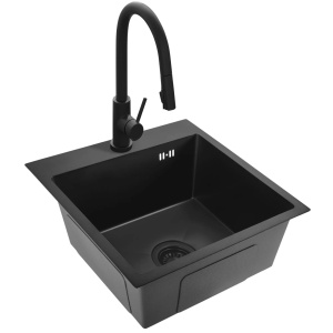 Chiuveta de bucatarie LEO, Model Modern 400x450mm, Culoare Black - Img 4