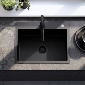 Chiuveta de bucatarie LIAM, Model Modern 580x450mm, Culoare Black - Img 7