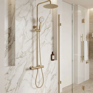 Coloana de dus cu termostat Drop Brush Gold - Img 3