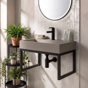 Lavoar din compozit Rea GOYA TAUPE 50CM + Cadru - Img 3