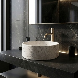Lavoar pe blat Destiny – design natural sculptural și compozit premium | Deppo - Img 4