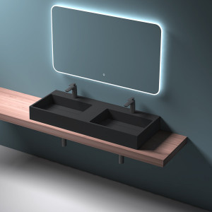 Lavoar pentru blat dublu negru CASPIO 120 cm - Img 3