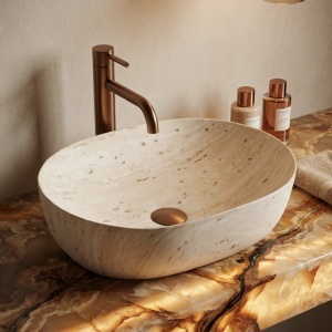 Lavoar pentru blat Rea Amelia Travertine Classic 48
