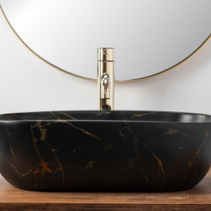 Lavoar pentru blat Rea Belinda Black Marble Mat - Img 3