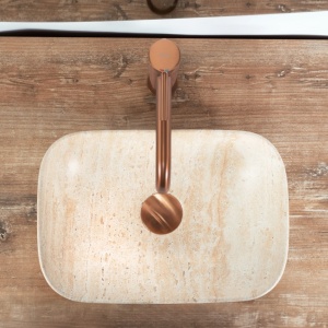 Lavoar pentru blat Rea BELINDA MINI TRAVERTINE MATT - Img 2