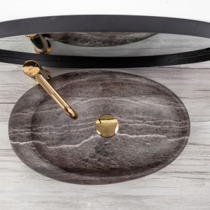 Lavoar pentru blat Rea Roxy A Stone D.Grey Gri - Img 4