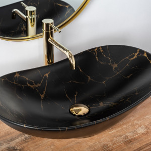 Lavoar pentru blat Rea Royal 60 Black Marble Mat - Img 6
