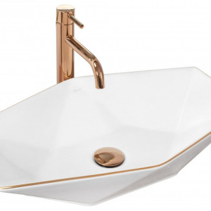 Lavoar pentru blat Rea Vegas alb Rose Gold Edge - Img 1