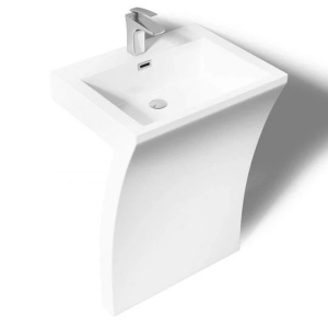 Lavoar stativ EGO 07, Alb, lucios, 60x48x83 cm, compozit marmura, gaura baterie, preaplin