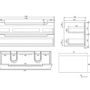 Mobilier lavoar suspendat alb cu blat din stejar LINDA 60,100,120 cm - Img 4
