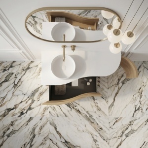 Mobilier lavoar suspendat VIENNA cu blat 120 cm stejar - Img 6