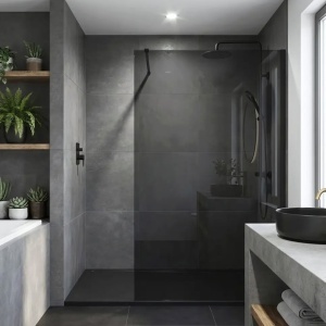 Paravan de dus Rea Flexi Grey / Black  - Img 5