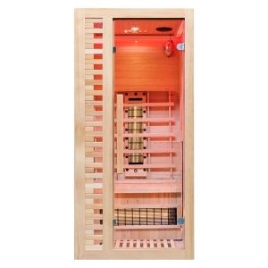 Saună cu infraroșu C1ST 90×90 cm cu piatră de sare, turmalină, LED și Bluetooth – saună uscată 1 persoană | Deppo - Img 3