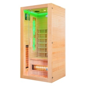 Saună cu infraroșu și piatră de sare pentru 1 persoană 90×90 cm – cromoterapie LED, Bluetooth | Deppo - Img 12