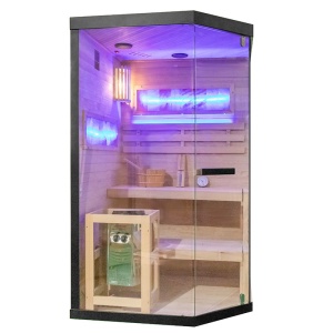 Sauna finlandeza cu temperatura inalta si soba Harvia 3.5kW pentru 1-2 persoane Lark 120 x 120 cm - Img 9