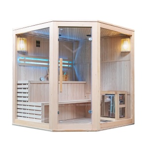 Sauna finlandeza cu temperatura inalta si soba Harvia 8kW pentru 5-6 persoane Bodo 180 x 180 cm - Img 2