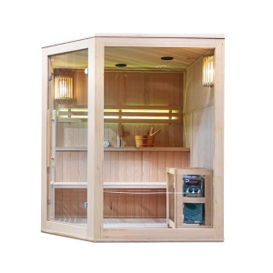 Sauna finlandeza cu temperatura inalta si soba Harvia 8kW pentru 5-6 persoane Bodo 180 x 180 cm - Img 12