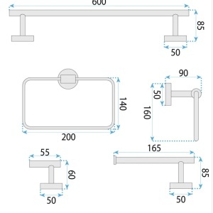 Set accesorii pentru baie GRID Black 4 piese - Img 4