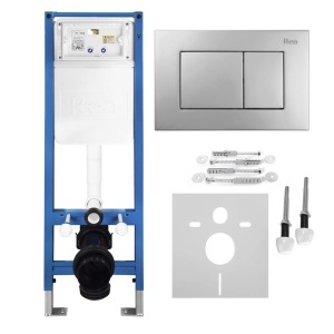 Set Cadru Îngropat Slim 024N pentru WC cu Buton J Satin