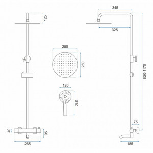 Set de dus cu termostat Lungo Gold Auriu - Img 6