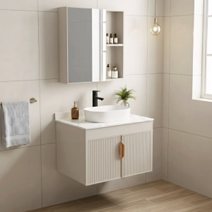 Set de mobilier de baie cu blat Modo 60cm Beige - Img 3