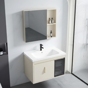 Set mobilier de baie cu lavoar Paris 60cm Beige - Img 2