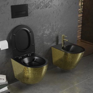 Set vas WC + Bideu FLSK Black/Gold scaly - Img 2