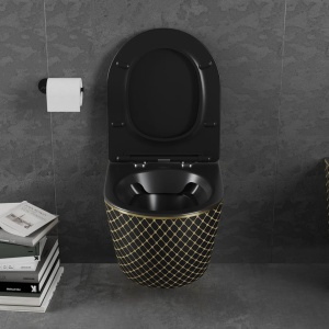 Set vas WC + Bideu FLSK Black/Gold squared - Img 3