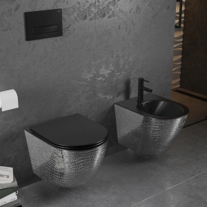 Set vas WC + Bideu FLSK Black/Silver scaly - Img 1