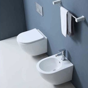 Set vas WC suspendat Fluminia, Ricci Tornado, spălare cu vârtej, 36 x 49 cm, alb - Img 2