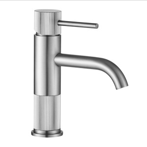 Baterie baie Lungo Stripe Brush Nickel Low – baterie joasă pentru lavoar cu finisaj nichel periat | disponibilă pe Deppo