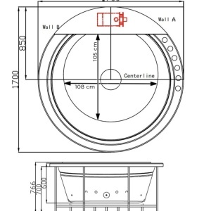 CADĂ DE BAIE CU HIDROMASAJ DELLA Deppo CU CARCASĂ 170x170 CM - Img 15