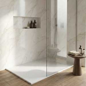 Cădiță de duș Slim albă din acril, dreptunghiulară și pătrată, cu sifon inclus – 70×70 – 100×150 cm - Img 3