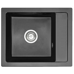 Chiuveta Bucatarie REA GRANIT RINO BLACK, Dimensiuni 49 x 52 x 21 cm, 1 Cuva, Picurator Reversibil, Incastrabila, Forma Dreptunghiulara, Negru