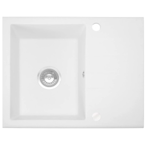 Chiuveta Bucatarie REA NORTH WHITE, Dimensiuni 48.5 x 59.5 x 18 cm, 1 Cuva, Picurator Reversibil, Incastrabila, Forma Dreptunghiulara, Alb