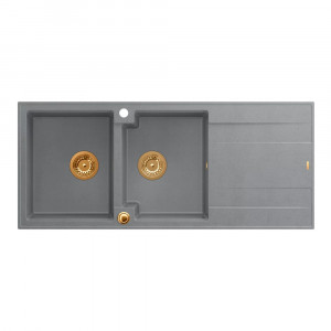 Chiuveta compozit incastrata Quadron Evan 121 gri - cupru 116x50 cm - Img 3
