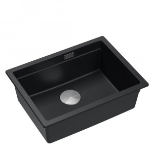 Chiuveta compozit incastrata Quadron Logan 100 negru - inox 59.5x45.1 cm