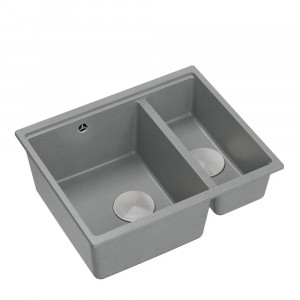 Chiuveta compozit incastrata Quadron Logan 150 gri - inox 56x46 cm