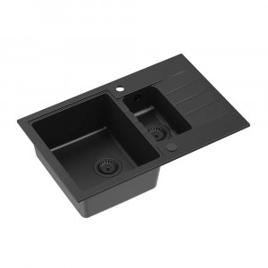 Chiuveta compozit incastrata Quadron Pop Peter 156 negru carbon 78x50 cm - Img 3