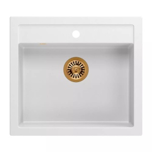 Chiuveta compozit incastrata Quadron Unique Bill 110 alb - cupru 60x54 cm - Img 2