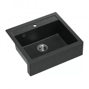 Chiuveta compozit incastrata Quadron Unique Bill 110 negru diamant - inox 60x54 cm - Img 5