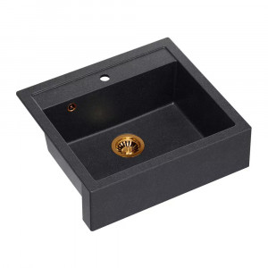 Chiuveta compozit incastrata Quadron Unique Bill 110 negru diamant - cupru 60x54 cm - Img 4