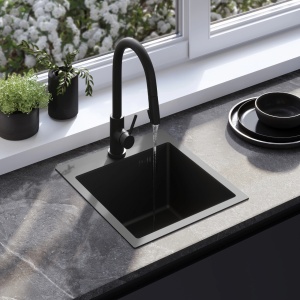 Chiuveta de bucatarie LEO, Model Modern 400x450mm, Culoare Black