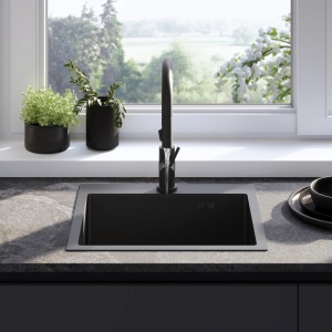 Chiuveta de bucatarie LEO, Model Modern 500x450mm, Culoare Black - Img 7