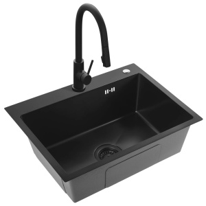 Chiuveta de bucatarie LIAM, Model Modern 580x450mm, Culoare Black - Img 4