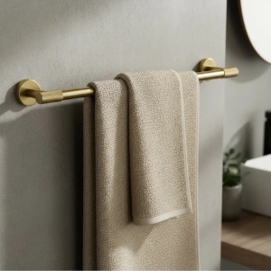 Cuier de baie minimalist Galo Brush Gold 5701 auriu periat - Img 2