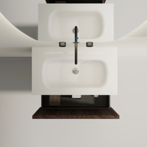 Dulap baie suspendat cu lavoar, model 3D, TERRA nuc, 80 cm - Img 7