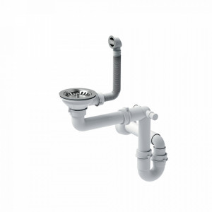 EVAN 136 XL Chiuvetă încastrată cu 1 vas cu scurgere + sifon / alb ca zăpadă / elemente din oțel - Img 3
