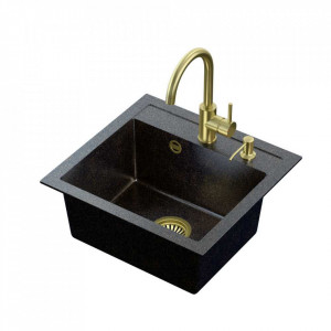 JOHNNY 110 Steingran Art Gold Black Pearl cu sifon manual, baterie Naomi și dozator - black pearl gold - Img 2